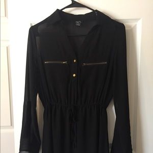 Black Long Sleeve Short Dress